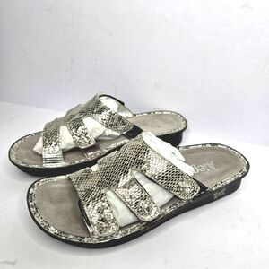 Alegria Venus Pewter Gleam Silver Sandals Strappy Leather Sandals Womens Size 38